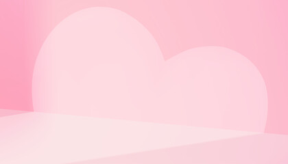 Poster - Pink background,Love heart shape on wall studio room with spotlights, abstract shadow on podium 3d for Valentines product presentation,Backdrop Display mock up stage stand show for Mothers day card 