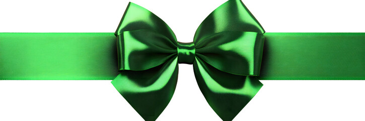 Wall Mural - green gift ribbon and bow isolated on transparent background, st parick day holiday celebration, png