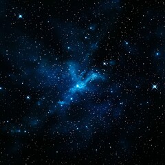 Wall Mural - blue nebula in dark space with bright stars