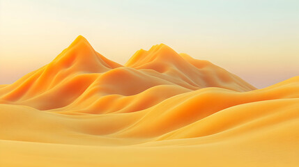 Poster - Sunset desert dunes, soft light, scenic background, nature illustration