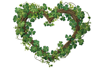 Wall Mural - heart frame intertwined with shamrock for st. patricks day, luck, and spring. digital painting over 