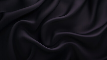 Poster - Elegant black silk fabric with subtle folds and reflective sheen. Luxurious textile with soft lighting and delicate shadows, creating depth and sophistication. Perfect for backgrounds, fashion, and de