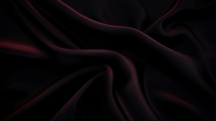 Poster - Elegant black silk fabric with subtle folds and reflective sheen. Luxurious textile with soft lighting and delicate shadows, creating depth and sophistication. Perfect for backgrounds, fashion, and de