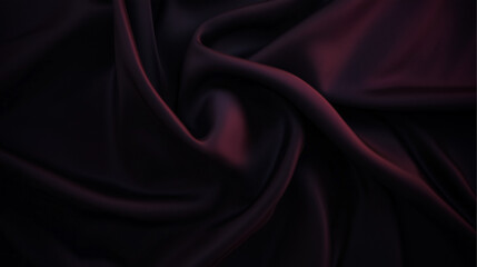 Poster - Elegant black silk fabric with subtle folds and reflective sheen. Luxurious textile with soft lighting and delicate shadows, creating depth and sophistication. Perfect for backgrounds, fashion, and de