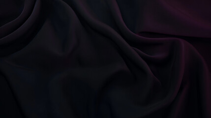 Poster - Elegant black silk fabric with subtle folds and reflective sheen. Luxurious textile with soft lighting and delicate shadows, creating depth and sophistication. Perfect for backgrounds, fashion, and de