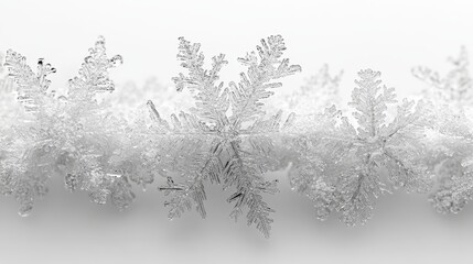 Wall Mural - Close-up of intricate snowflakes on a white background.