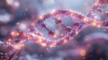 Wall Mural - detailed 3d depiction of dna with swirling chemical elements and interconnected biological models hi