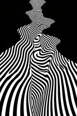 Wall Mural - Mind bending flat line illusion illustration of Doppler Effect abstract black white.