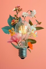 Canvas Print - Light bulb lightbulb blossom flower.