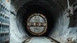 © musa - Dark tunnel with large metal circular door.