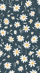 Wall Mural - White flower pattern backgrounds daisy.