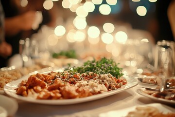 Wall Mural - Food plate on table