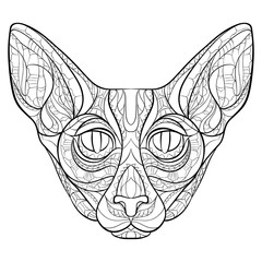 ethnic sphynx head face vector illustration clipart coloring