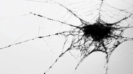 Intricate spiderweb against bright background, nature detail, Halloween design