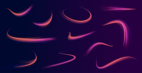 Wall Mural - neon stripes in the form of drill, turns and swirl. speed of light concept background. abstract back