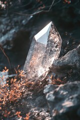 Poster - Crystal on rock in woods