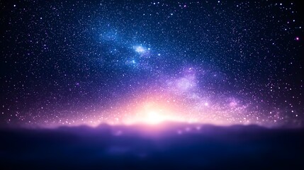 Wall Mural - cosmic landscape with purple nebula and bright stars