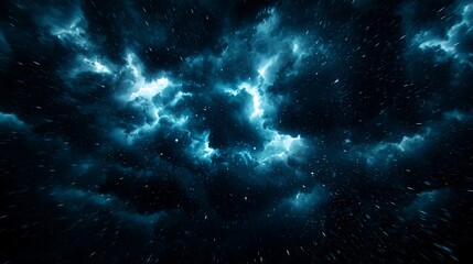 Wall Mural - cosmic nebula in dark blue night sky