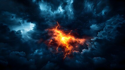 Wall Mural - cosmic storm: fiery energy in dark nebula