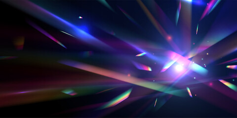 Wall Mural - abstract refraction glow effect on black background. transparent light refraction pattern for adding
