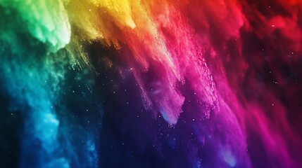 Sticker - Abstract colorful cloud of smoke, digital design background with rainbow colors and sparks