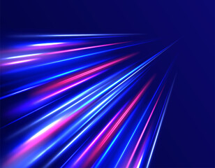 Wall Mural - horizontal speed lines connection vector background. futuristic dynamic motion technology blue glowi