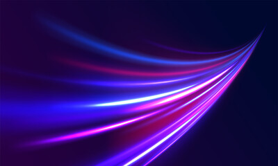 Wall Mural - horizontal speed lines connection vector background. futuristic dynamic motion technology blue glowi