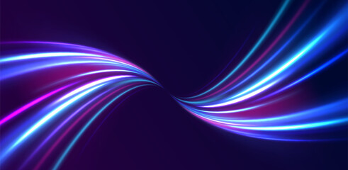 Wall Mural - panoramic high speed technology concept, light abstract background. abstract neon background with sh
