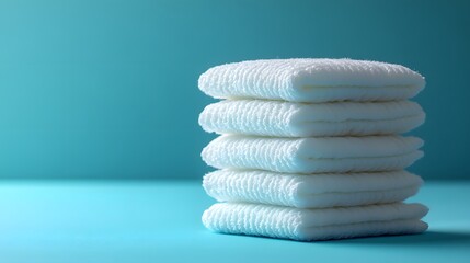 Wall Mural - Set of sterile gauze pads neatly stacked on a minimalist background representing first aid essentials in every medical kit