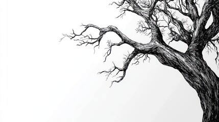 Bare tree branch winter sky graphic art