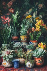 Wall Mural - Potted Plants on Table