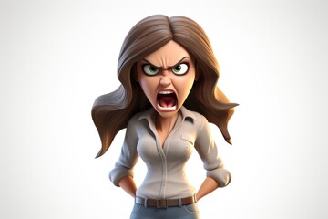 Sticker - Woman angry face cartoon adult representation.