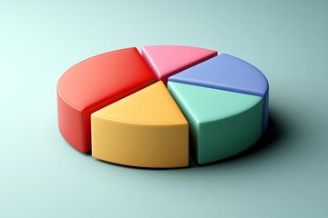 Aufkleber - Colorful pie chart model displaying various segments in a creative arrangement on a light background