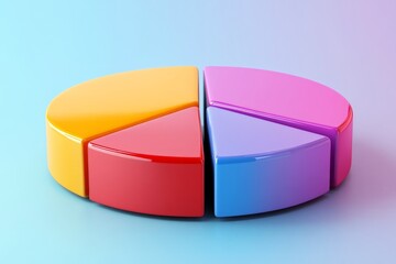 Aufkleber - Colorful pie chart pieces arranged on a gradient background representing data visualization concepts