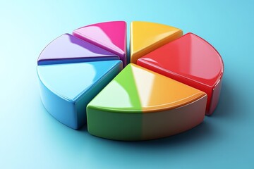 Aufkleber - Colorful pie chart segments arranged on a blue surface showcasing vibrant design elements for educational purposes