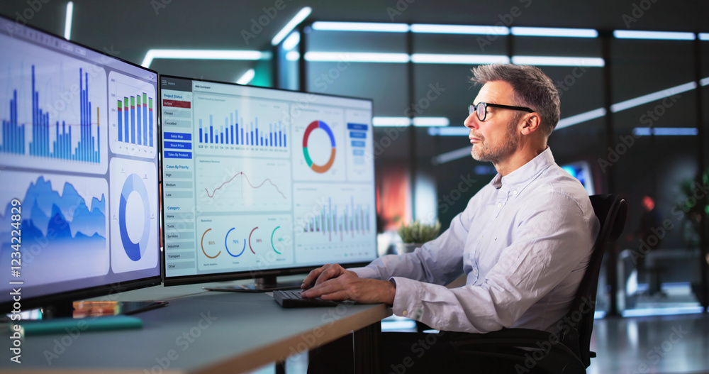 Data Analyst Using Data Analytics Kpi Stock Photo Adobe Stock