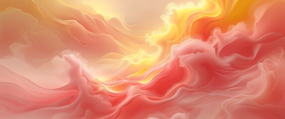 Wall Mural - yellow and coral misty glowing gradient with soft silky smooth texture