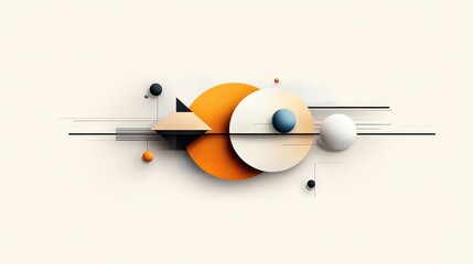 Wall Mural - A conceptual logo with asymmetrical geometric shapes and muted tones, evoking simplicity and sophistication.