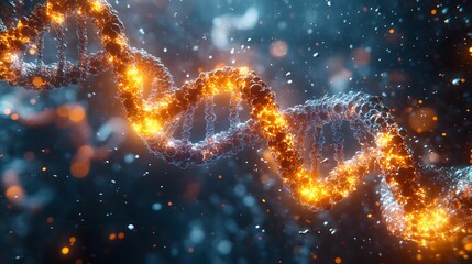 Wall Mural - Intricate 3D depiction of DNA with chemical bonds and molecular structures visually interacting set in a lablike environment with highdefinition details