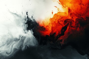 Aufkleber - Abstract swirling patterns of black, white, and orange colors representing dynamic energy