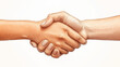 © Vitalii - Handshake, hands, classic, side view, icon, color image, sketch highlighted on a white background, picture, image for printing on a T-shirt, background, transaction, business, agreement, consent, meet