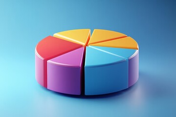 Aufkleber - Colorful segmented pie chart model showing data distribution against a blue background