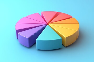 Aufkleber - Colorful segmented pie chart on blue background showcasing data visualization and analysis concepts in a modern design