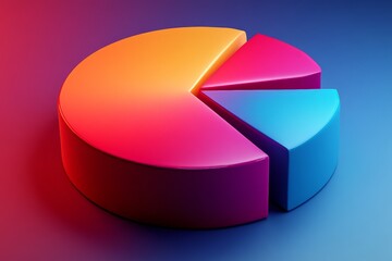 Aufkleber - Colorful pie chart representing data distribution in a vibrant gradient background at a creative workspace