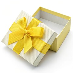 Wall Mural - gift box with gold ribbon on a white background