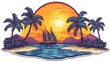 © Rifena - Tropical island with ship t-shirt design
