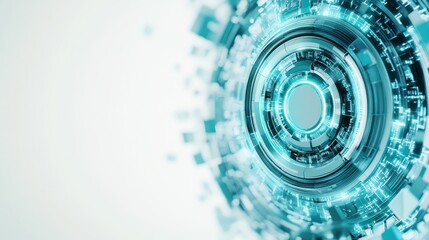 Leinwandbilder - Futuristic Abstract Technology Design with Circular Patterns and Blue Light Effects