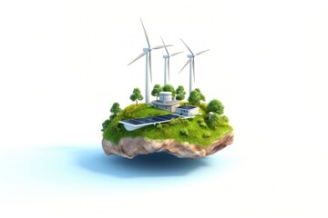 Wall Mural - Solar panels land outdoors turbine.