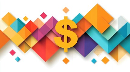 Aufkleber - Colorful Abstract Background with Dollar Sign and Geometric Shapes for Design