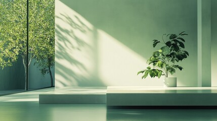 Wall Mural - Serene Modern Indoor Plant Display